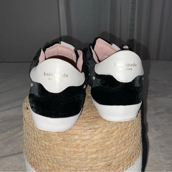 Black and White Sneakers with Pearl Accents - Picture 2 of 5